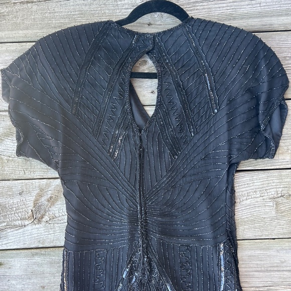 Vintage 100% Silk Beaded Art Deco Dress Freesha Women’s Small - Picture 7 of 16